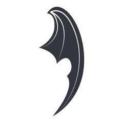 Dark Bat Wing Silhouette Isolated on White Background. Vector Illustration.