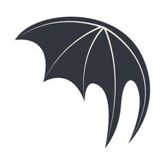 Dark Bat Wing Silhouette Isolated on White Background. Vector Illustration.