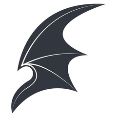 Dark Bat Wing Silhouette Isolated on White Background. Vector Illustration.