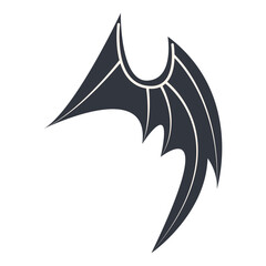 Dark Bat Wing Silhouette Isolated on White Background. Vector Illustration.