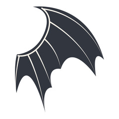 Dark Bat Wing Silhouette Isolated on White Background. Vector Illustration.