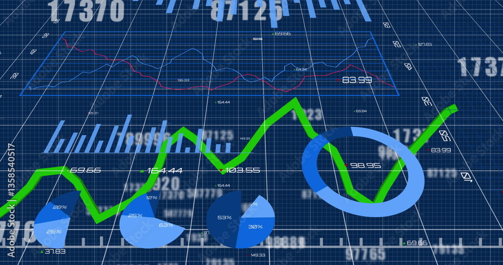 Poster image of interface with numbers changing over green line and statistics recording
