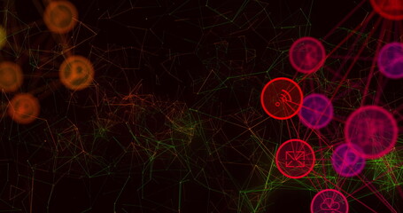Image of network of connections with digital icons