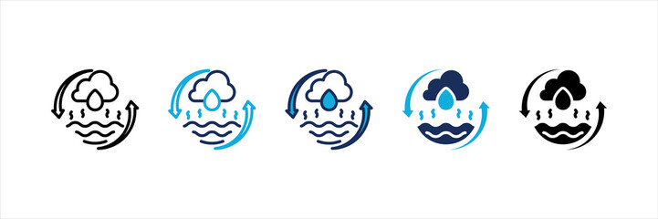Water Cycle Multi Style Icon Set