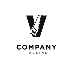 Fototapeta premium Letter V Wood Saw Logo Icon Vector