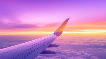 Obraz premium Sunset Flight Above the Clouds: A Breathtaking Aerial View