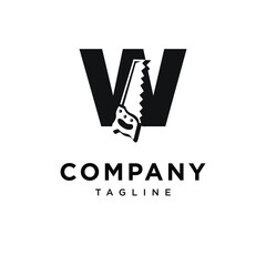 Letter W Wood Saw Logo Icon Vector