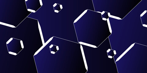 Abstract background with hexagonal geometry as the main figure. Luxury blue pattern with hexagons. abstract 3d hexagonal background with shadow. 3D futuristic abstract honeycomb mosaic background.