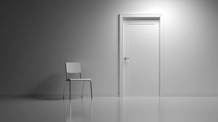 Minimalist room with chair and door