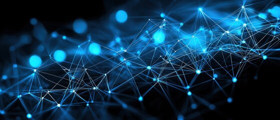 Obraz premium Abstract Network: Blue Nodes and Connections