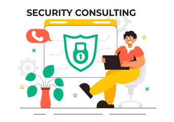 Security Consulting Illustration Featuring Information Technology and Ethical Hackers Conducting Testing, Development, and Cybersecurity Consulting