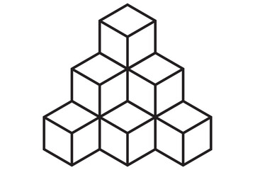 Cube icon Black line art vector logo set. Cube Set Icons. Simple Icon Shape. Linear, silhouette and flat style. Vector icons