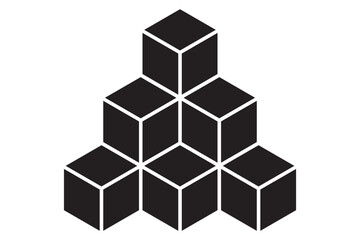 Obraz premium Cube icon Black line art vector logo set. Cube Set Icons. Simple Icon Shape. Linear, silhouette and flat style. Vector icons