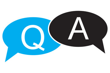 Questions and answers icon with speech bubble and q and a letters. Vector minimal trendy thin line illustration for frequently asked questions concepts in websites, social networks, business pages