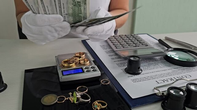 Expert appraisal of jewelry and cash exchange at local market for precise valuation