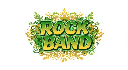 Fototapeta premium Vibrant logo of a rock band with floral elements, showcasing energy and creativity in music - rock band logo