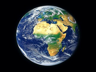 A colorful and detailed photographic image of planet earth floating