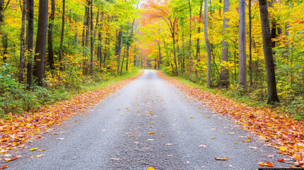 Obraz premium scenic autumn road lined with colorful trees