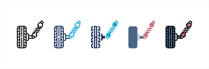 Car Suspension Multi Style Icon Set