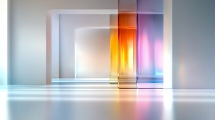 Abstract Architectural Design with Bright Colors and Reflective Surfaces