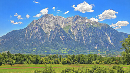 Naklejka premium Majestic mountains under bright blue sky