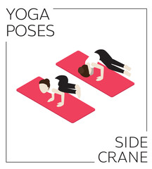 Yoga Pose Side Crane Crow Isometric Vector Set
