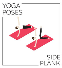 Yoga Pose Side Plank Isometric Vector Set