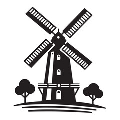Iconic Dutch windmill vector image crafting a vintage countryside charm © Creative Image  