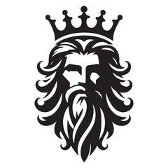 Silhouette king head with crown vector drawing exuding royal majestic power