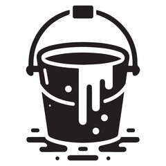 Black Paint Bucket Vector Illustration Creative Art Supply Design