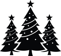 Christmas Trees Silhouette Vector Design – Festive Holiday Tree Clipart