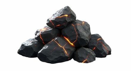Glowing Lava Rocks Pile 3d Render