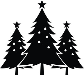 Christmas Trees Silhouette Vector Design – Festive Holiday Tree Clipart