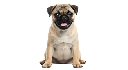 Pug puppy sitting isolated on transparent background png
