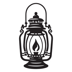 Vintage antique kerosene lantern glowing with light vector illustration