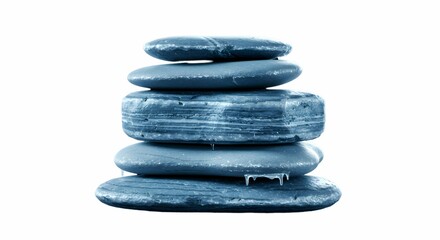 Stack of Blue Wet Stones in Spa Setting