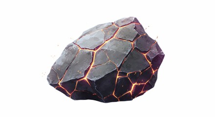 Glowing Lava Rock Cracked Stone Texture with Fiery Interior