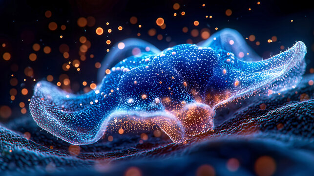 Close-up of a Stentor protozoan with its trumpet-shaped body vibrating rapidly