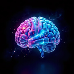 Futuristic Glowing Brain with Electric Sparks