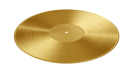Gold vinyl record isolated on transparent background.
