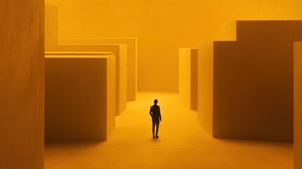 The Uncertain Path: A Silhouette in an Amber Maze