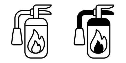 Fire extinguisher editable stroke outline icon isolated on white background flat vector illustration, black outline, Pixel perfect