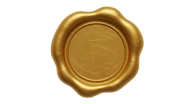 Gold wax seal isolated. Gold wax seal isolated on transparent background