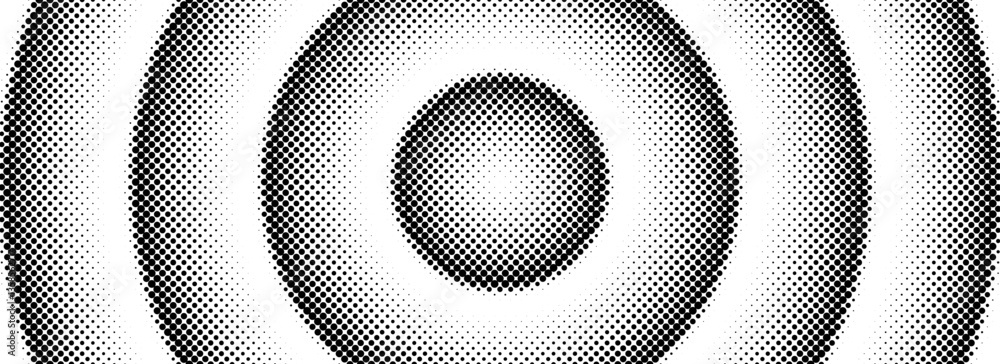 Poster halftone circle background. black and white dotted circular gradient. radial comic target texture. g