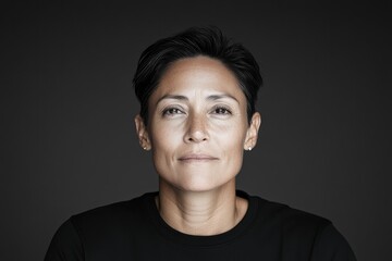Fototapeta premium portrait of diverse individual with intense thoughtful gaze highlighting their dignity and humanity against dimly lit