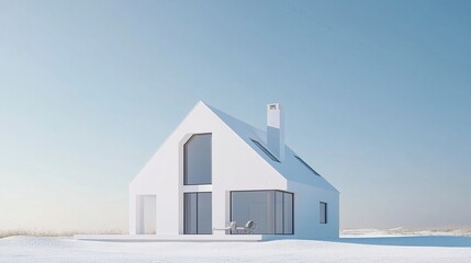 Stylish house extension in the UK, clean white detailing, isolated structure, sunny day lighting, wide-angle shot, crisp architectural clarity. 