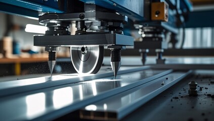 Naklejka premium Isolated scientist uses a metal microscope for medical biology research