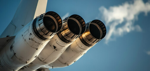 Close-up view of a state-of-the-art jet propulsion system, highlighting turbine blades, fuel injectors, and cooling systems