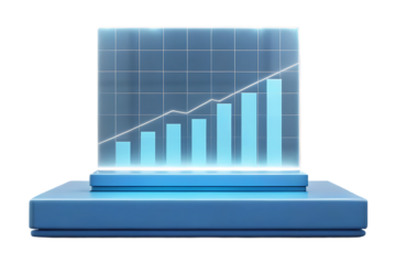 Futuristic business growth chart display.
