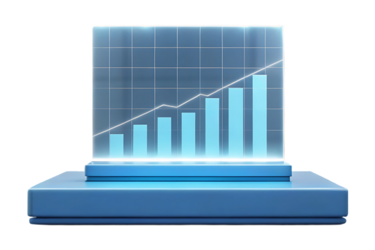 Futuristic business growth chart display.